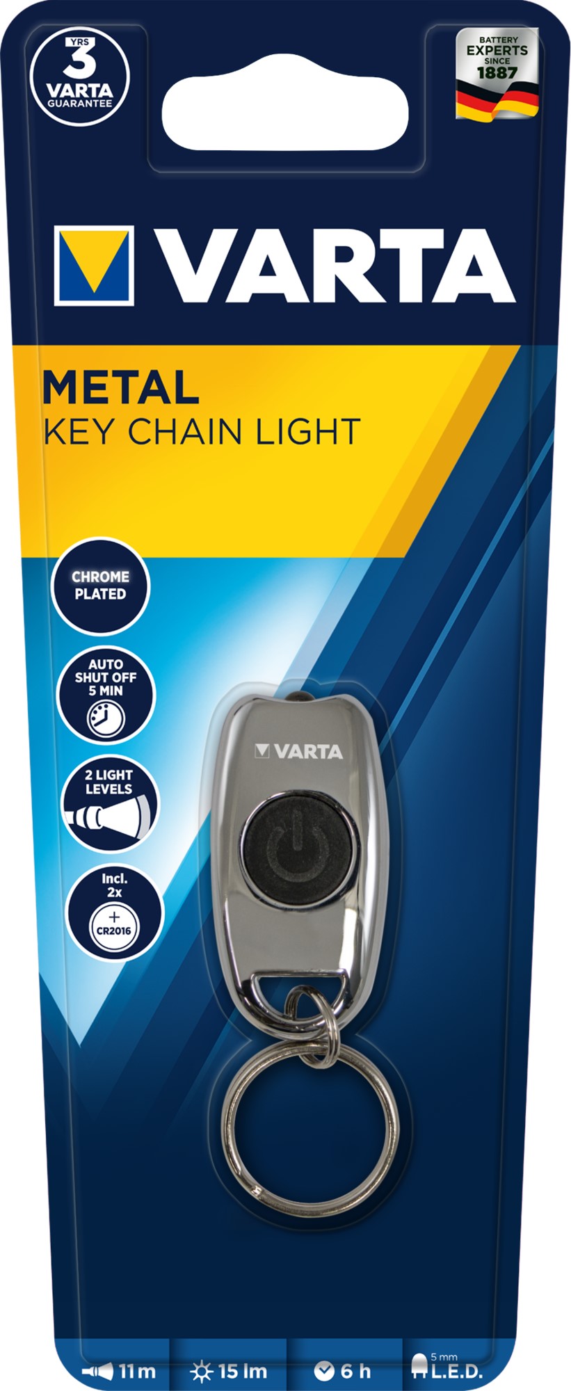 VARTA PORTE CLES CR2016 x2 inclues LED 15 lm portée 11m VARTA