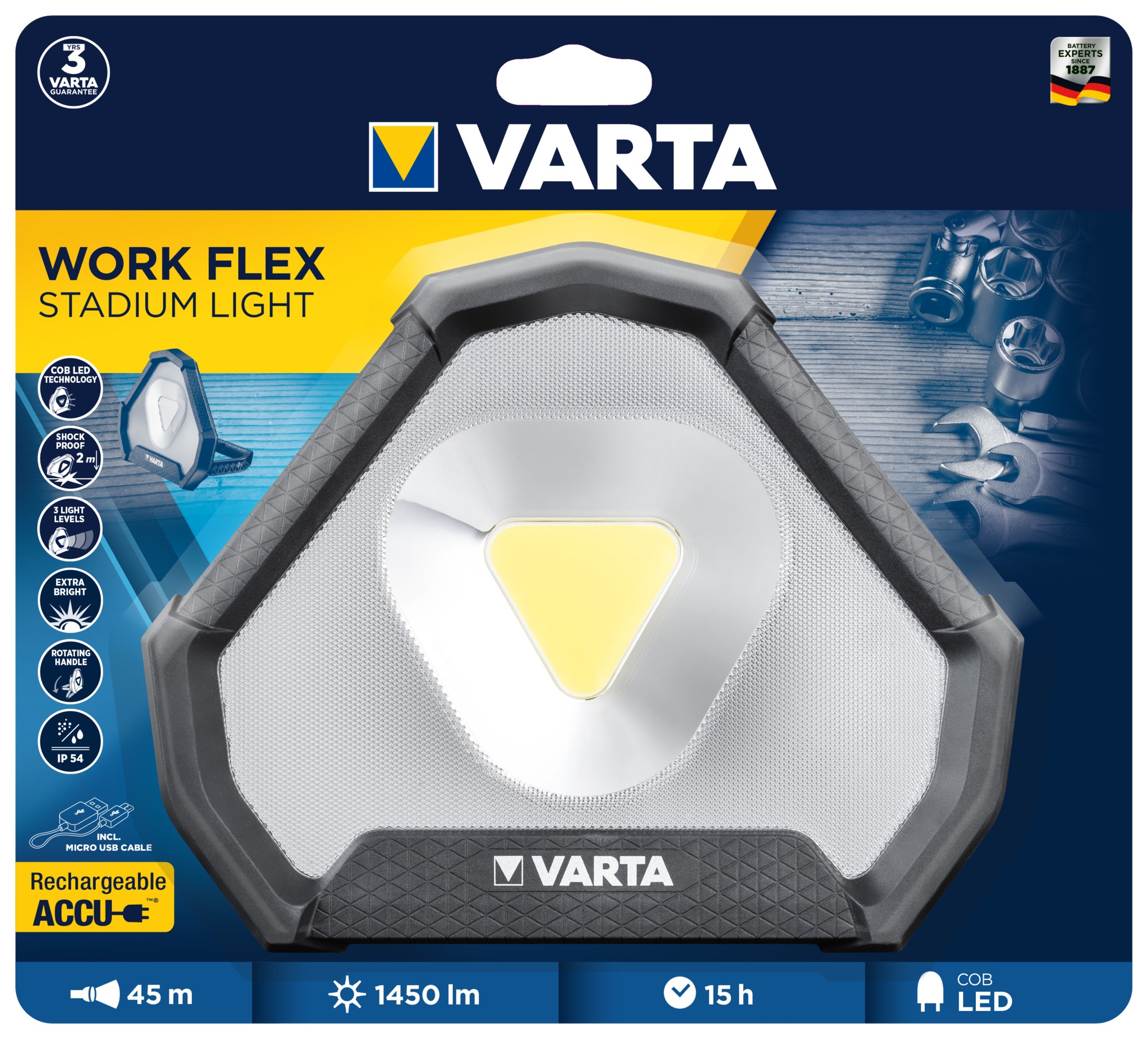 VARTA Projecteur rechargeable 1450 lumens VARTA