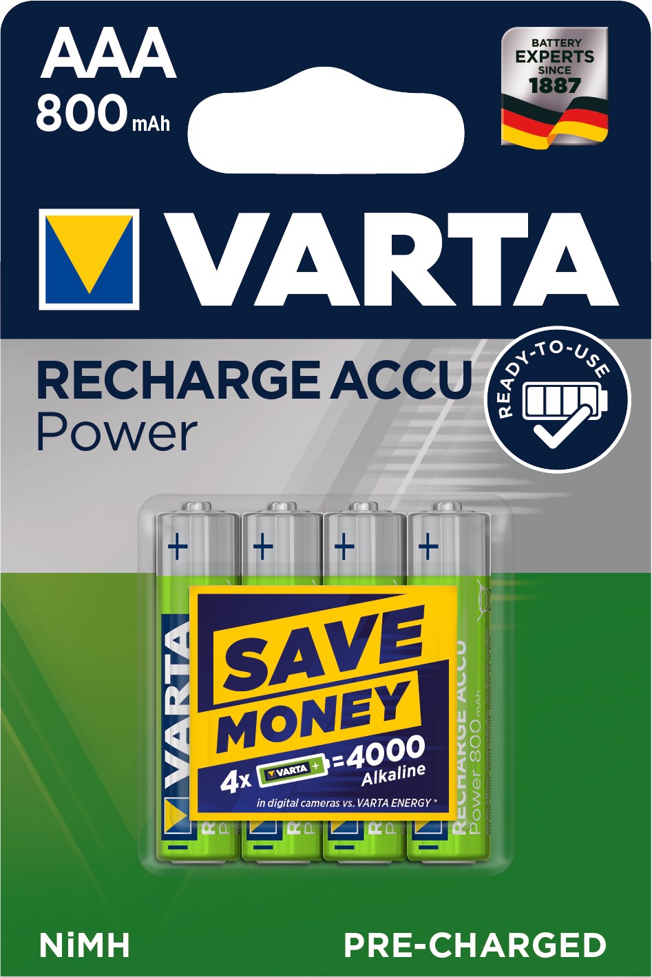 VARTA ACCU AAA/R03 x4 800mAh pré-chargés VARTA