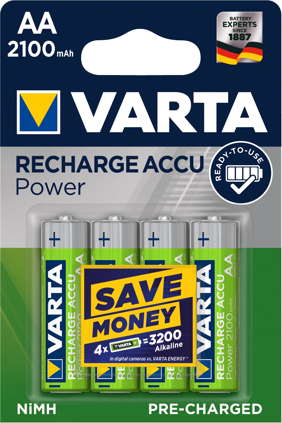 VARTA ACCU AA/R6 x4 2100mAh pré-chargés VARTA