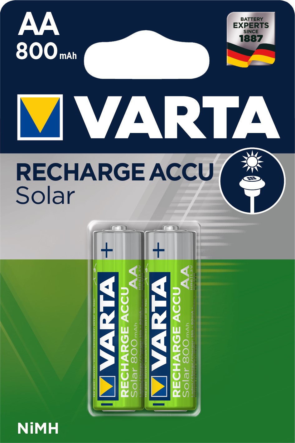 VARTA ACCU AA/R6 x2 800mAh pour lampe solaire VARTA