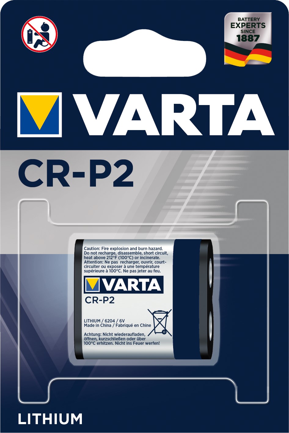 VARTA CRP2 x1 Pile lithium 6V 1450mAh VARTA