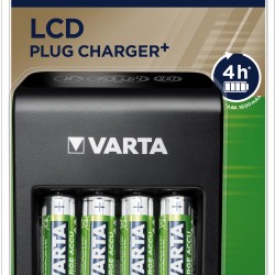 Chargeur de piles rechargeables Varta LCD Plug + 4 accus AA 2100mAh Ready  to Use